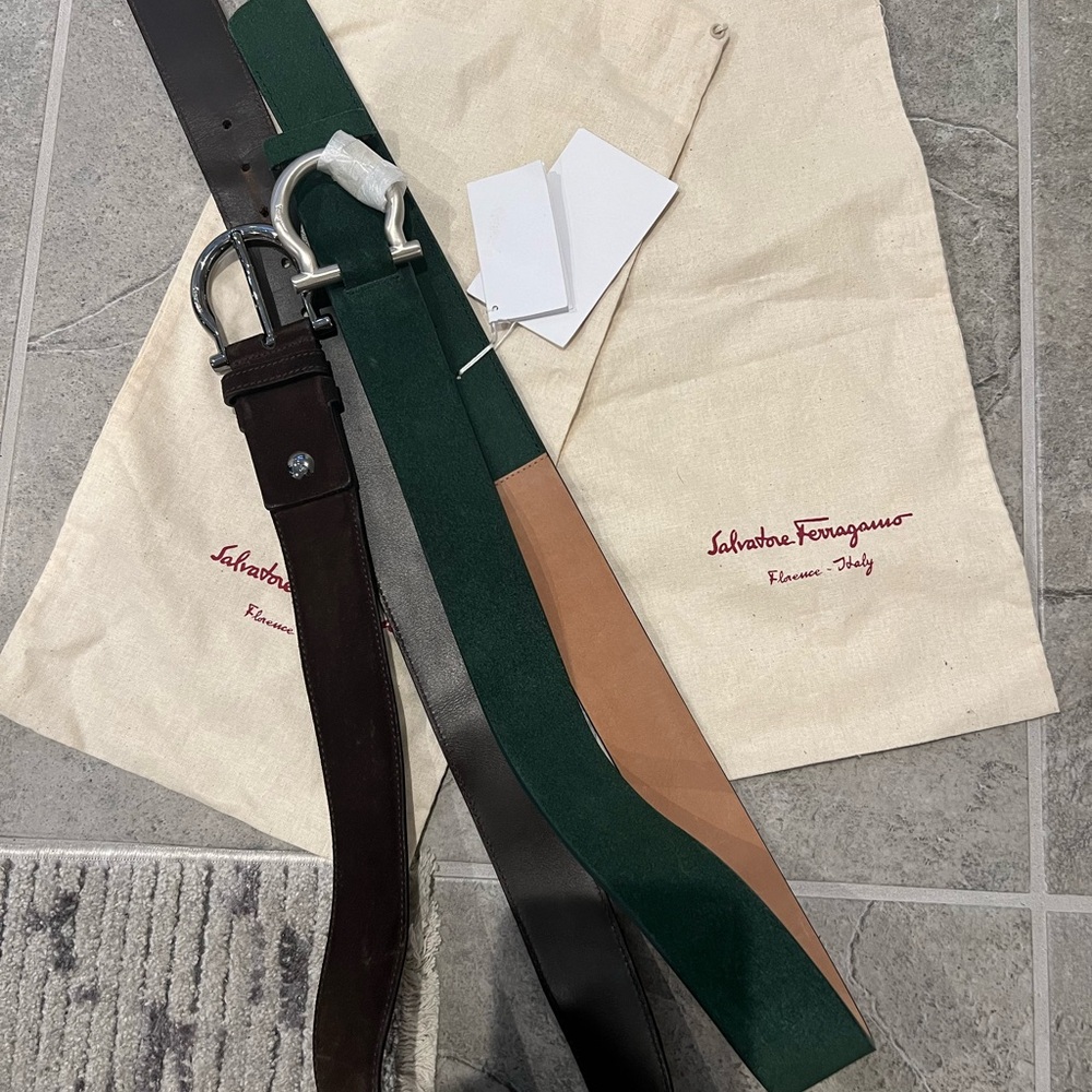 Green Suade Farragamo Belt